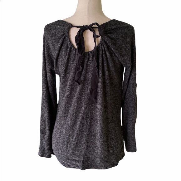 Anthropologie Saturday Sunday Gray Tie Back Ribbon Sweater Top - S - Picture 5 of 11